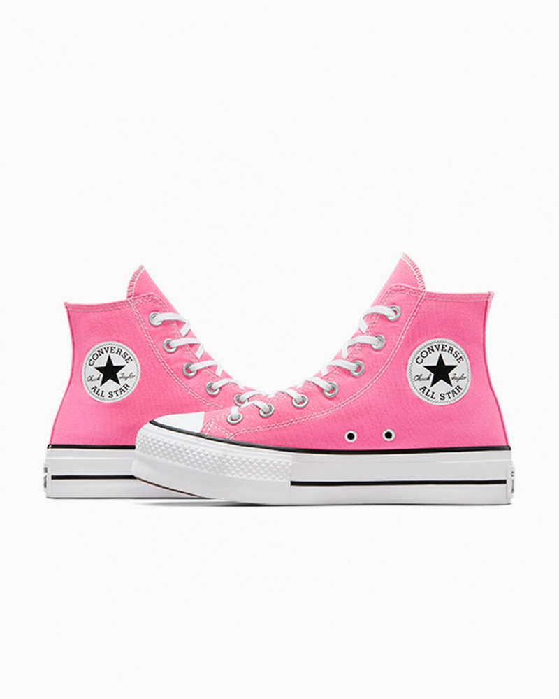 Converse Chuck Taylor All Star Lift Plataforma Rosa Branco Pretas | 8740-YKMCS