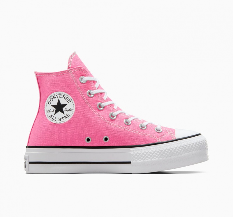 Converse Chuck Taylor All Star Lift Plataforma Rosa Branco Pretas | 8740-YKMCS