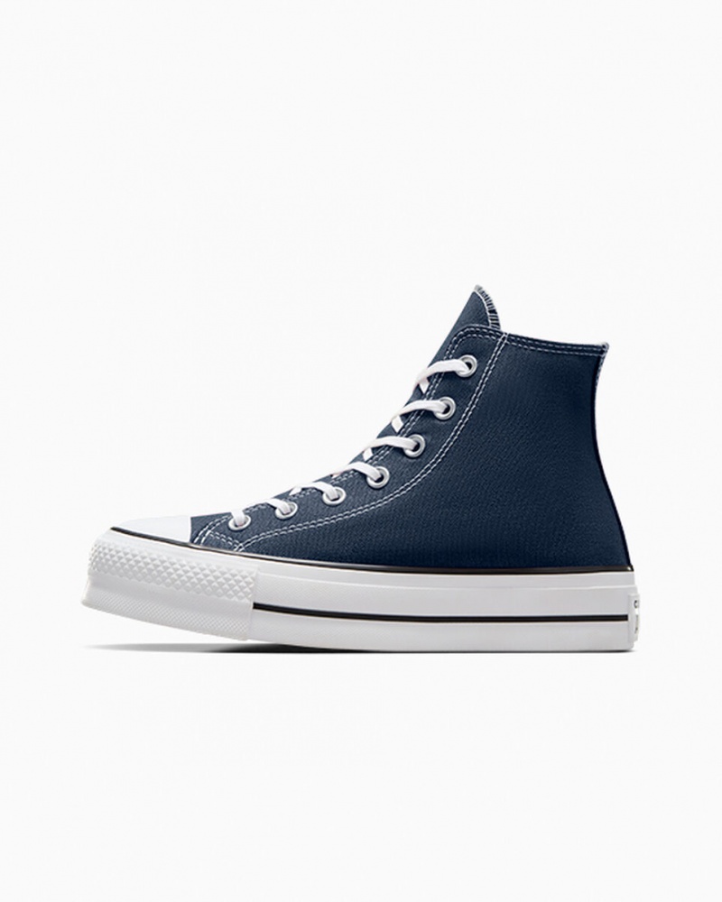 Converse Chuck Taylor All Star Lift Plataforma Azul Marinho Branco Pretas | 3465-NTEDI