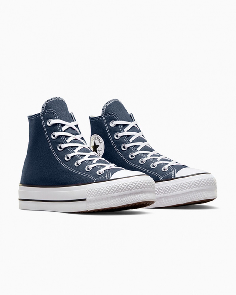 Converse Chuck Taylor All Star Lift Plataforma Azul Marinho Branco Pretas | 3465-NTEDI