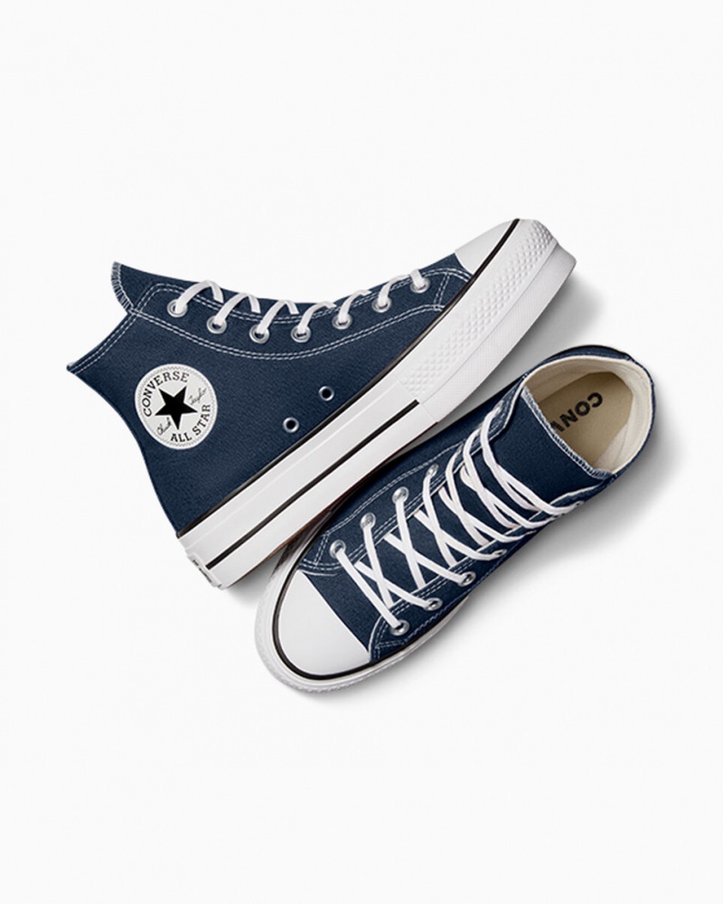 Converse Chuck Taylor All Star Lift Plataforma Azul Marinho Branco Pretas | 3465-NTEDI