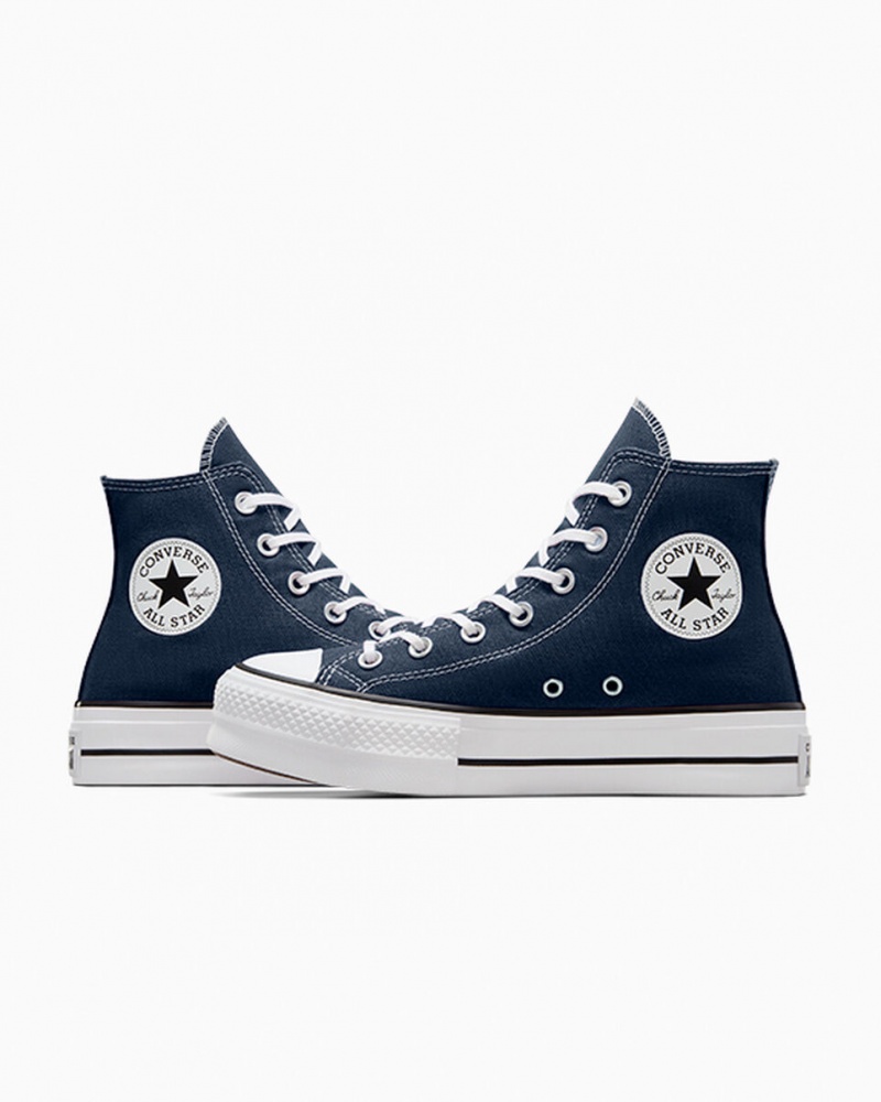 Converse Chuck Taylor All Star Lift Plataforma Azul Marinho Branco Pretas | 3465-NTEDI