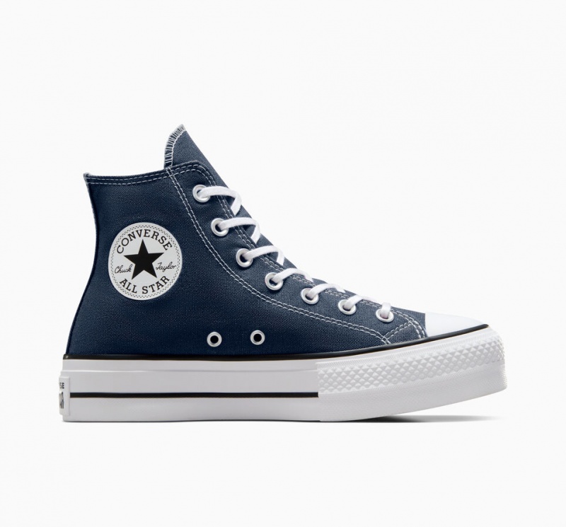 Converse Chuck Taylor All Star Lift Plataforma Azul Marinho Branco Pretas | 3465-NTEDI