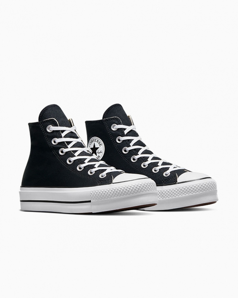 Converse Chuck Taylor All Star Lift Plataforma Pretas Branco Branco | 8562-MSYRZ