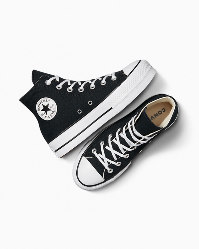 Converse Chuck Taylor All Star Lift Plataforma Pretas Branco Branco | 8562-MSYRZ