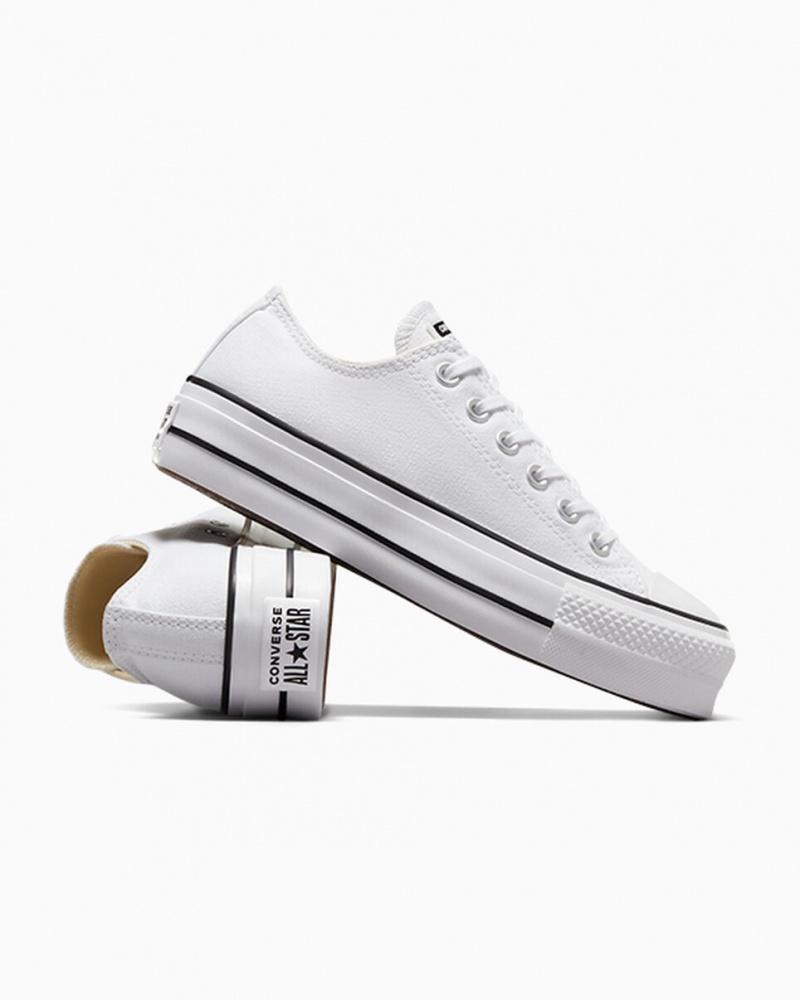 Converse Chuck Taylor All Star Lift Plataforma Branco Pretas Branco | 2763-DIUYN