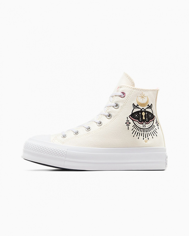 Converse Chuck Taylor All Star Lift Plataforma Alchemy Embroidery Pretas Rosa | 8546-ZYNHL