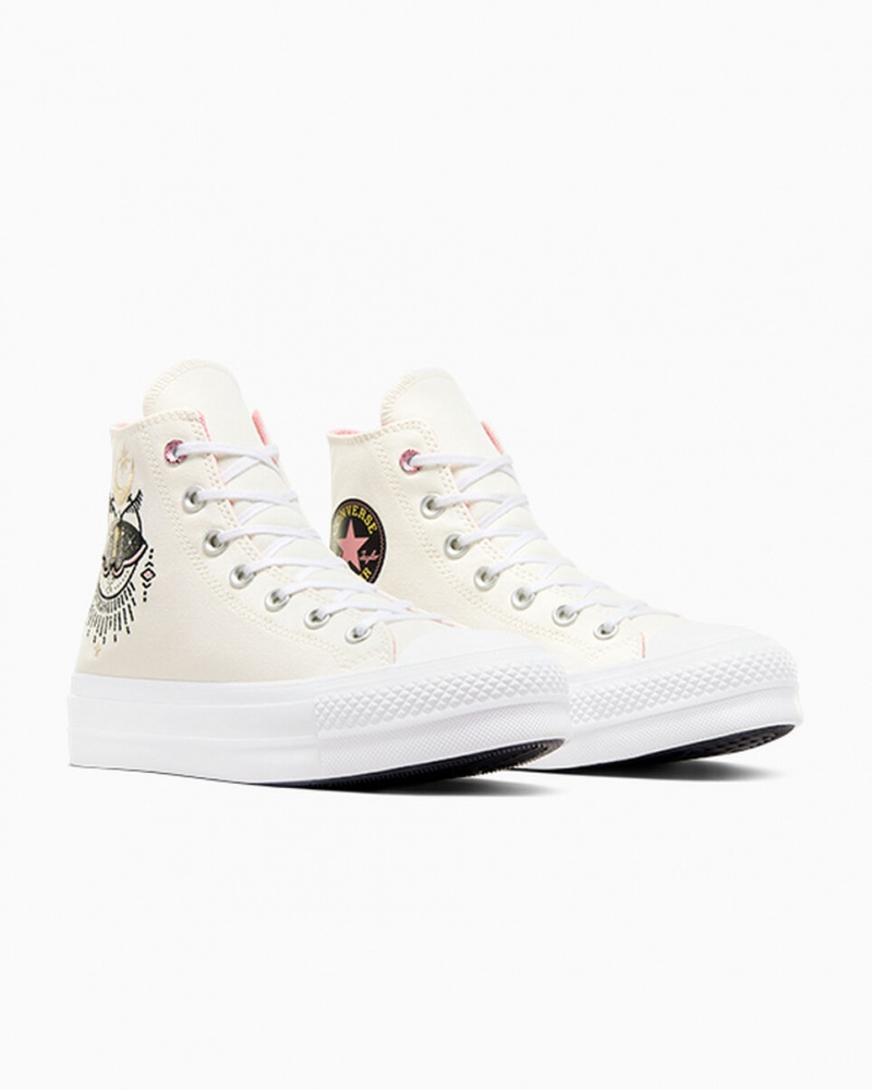 Converse Chuck Taylor All Star Lift Plataforma Alchemy Embroidery Pretas Rosa | 8546-ZYNHL