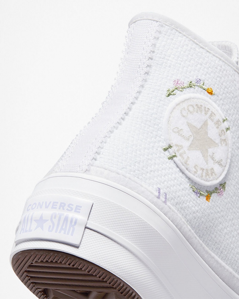 Converse Chuck Taylor All Star Lift Plataforma Autumn Embroidery Branco | 5670-RPLMB