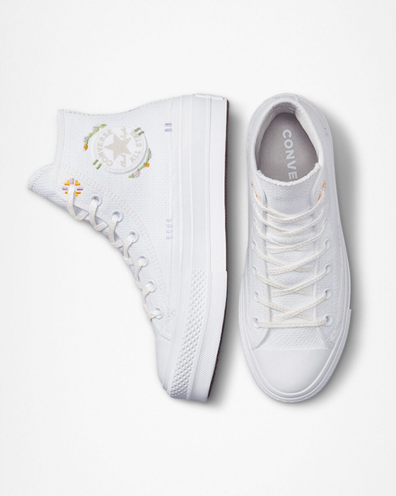 Converse Chuck Taylor All Star Lift Plataforma Autumn Embroidery Branco | 5670-RPLMB