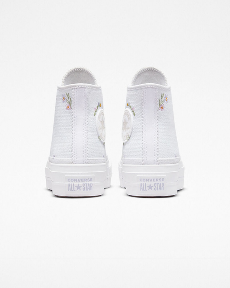 Converse Chuck Taylor All Star Lift Plataforma Autumn Embroidery Branco | 5670-RPLMB