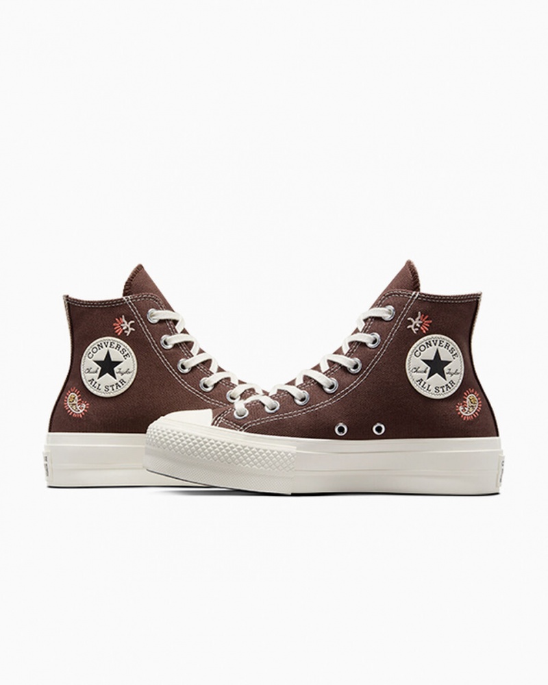 Converse Chuck Taylor All Star Lift Plataforma Crafted Evolution Marrom Rosa | 5013-NVTML