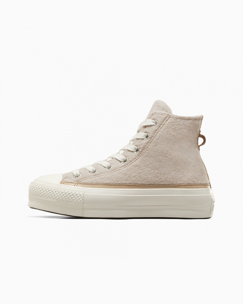 Converse Chuck Taylor All Star Lift Plataforma Faux Mohair Egret / Epic Dune / Egret | 8593-KCOUH