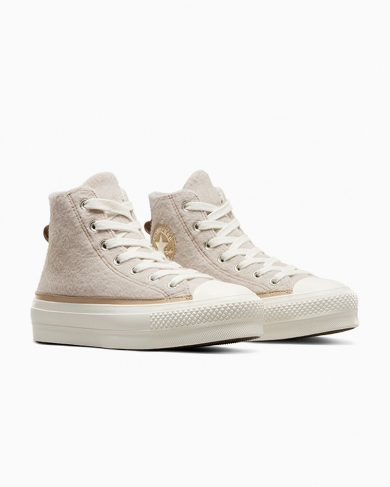 Converse Chuck Taylor All Star Lift Plataforma Faux Mohair Egret / Epic Dune / Egret | 8593-KCOUH