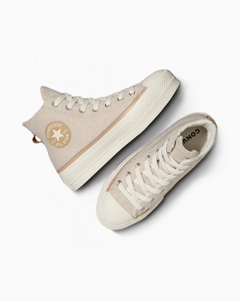 Converse Chuck Taylor All Star Lift Plataforma Faux Mohair Egret / Epic Dune / Egret | 8593-KCOUH