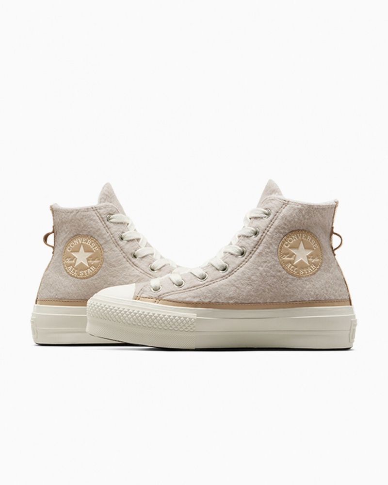 Converse Chuck Taylor All Star Lift Plataforma Faux Mohair Egret / Epic Dune / Egret | 8593-KCOUH