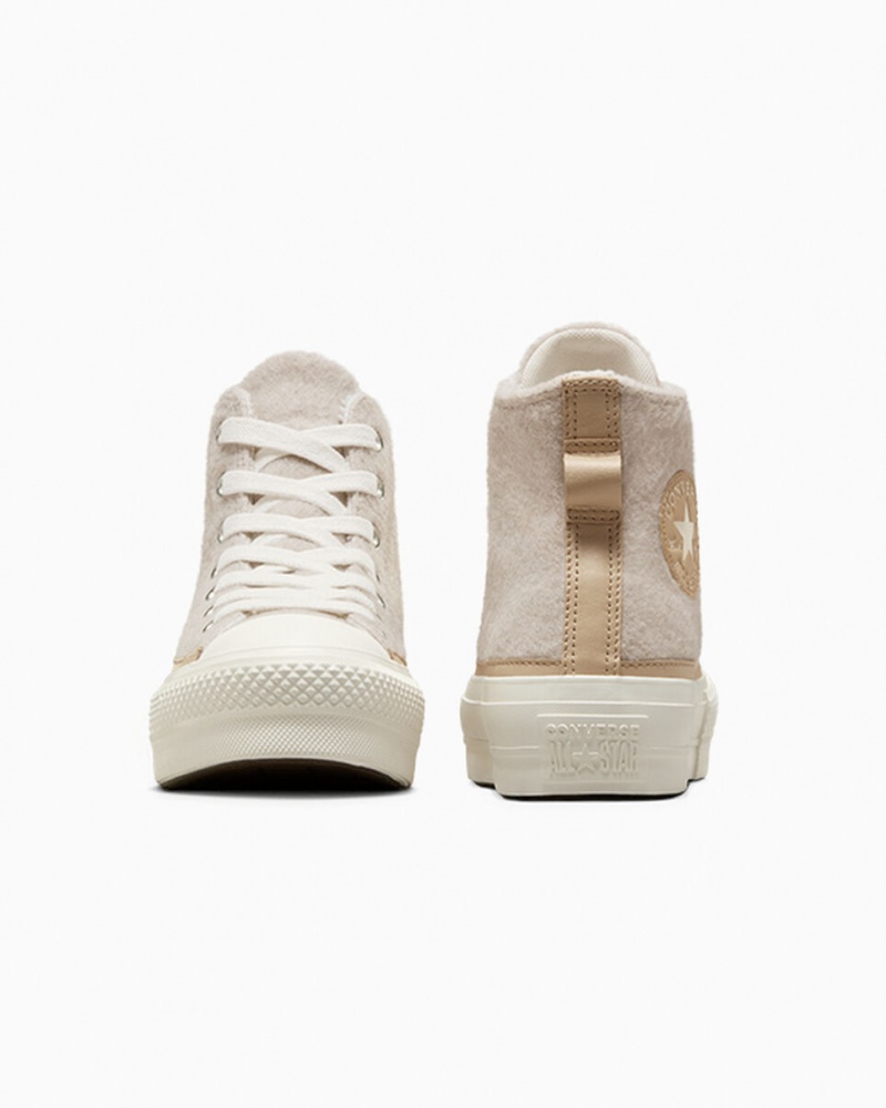 Converse Chuck Taylor All Star Lift Plataforma Faux Mohair Egret / Epic Dune / Egret | 8593-KCOUH