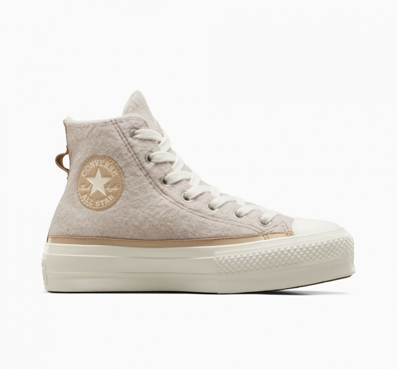 Converse Chuck Taylor All Star Lift Plataforma Faux Mohair Egret / Epic Dune / Egret | 8593-KCOUH