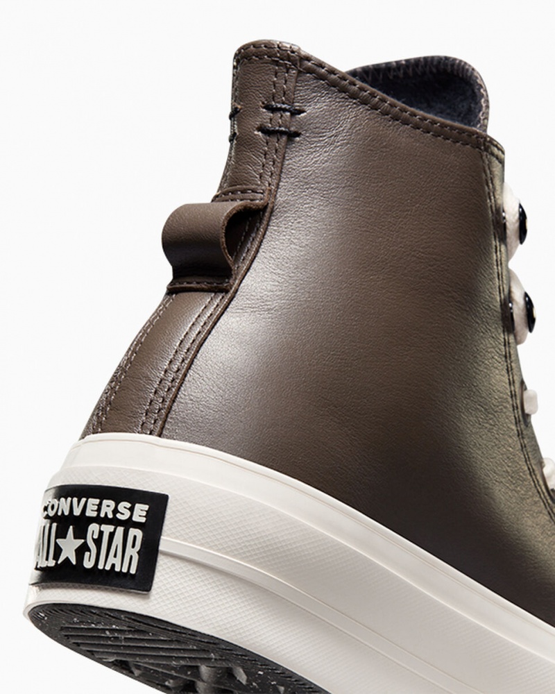 Converse Chuck Taylor All Star Lift Plataforma Fleece-Forradas Couro Pretas | 8264-HSKDC