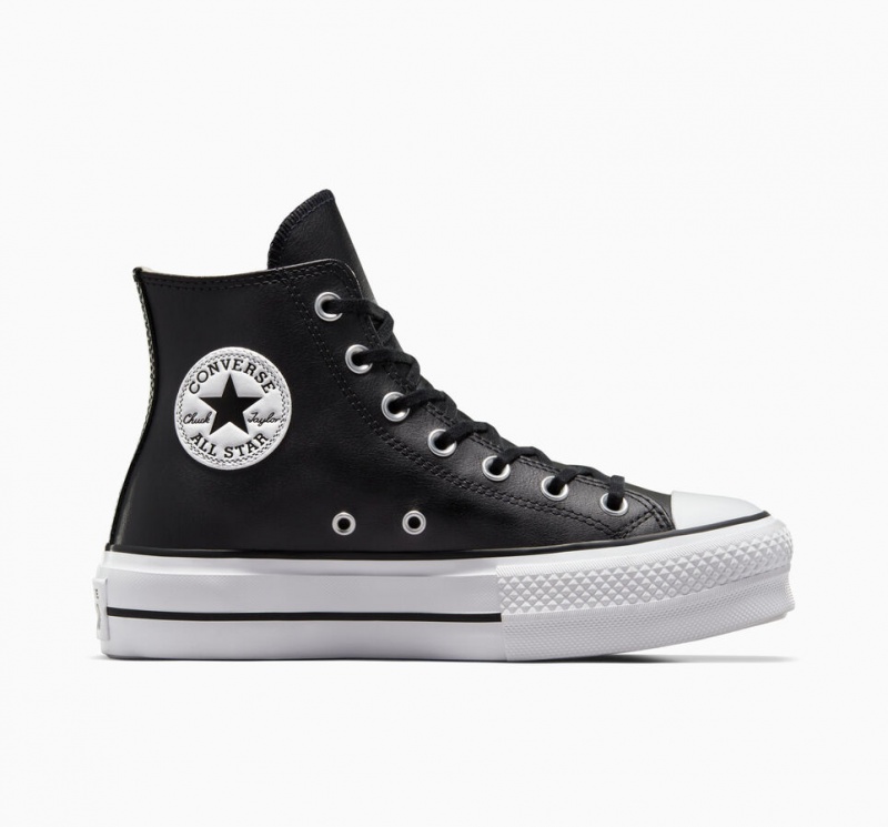 Converse Chuck Taylor All Star Lift Plataforma Couro Pretas Pretas Branco | 7348-MPFHV