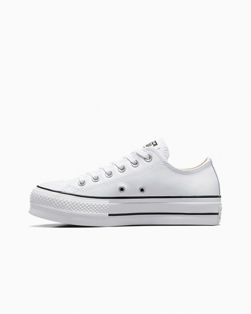 Converse Chuck Taylor All Star Lift Plataforma Couro Branco Pretas Branco | 4016-BTAUJ