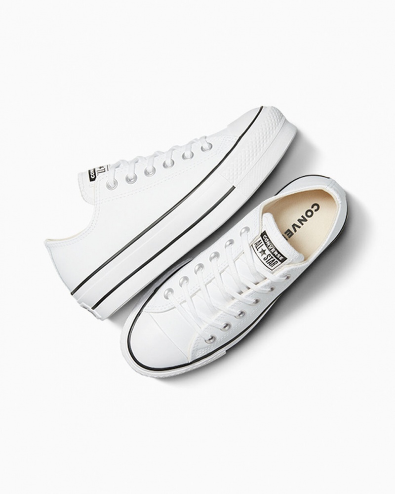 Converse Chuck Taylor All Star Lift Plataforma Couro Branco Pretas Branco | 4016-BTAUJ