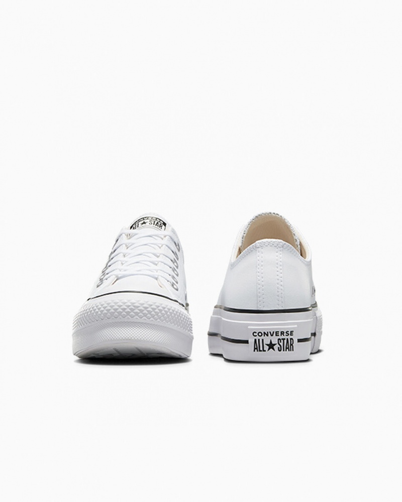 Converse Chuck Taylor All Star Lift Plataforma Couro Branco Pretas Branco | 4016-BTAUJ