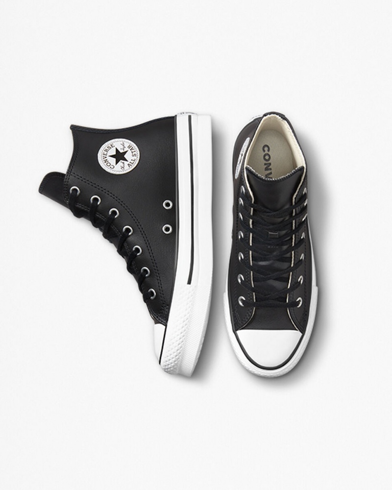 Converse Chuck Taylor All Star Lift Plataforma Couro Pretas Branco | 0138-NPLOX