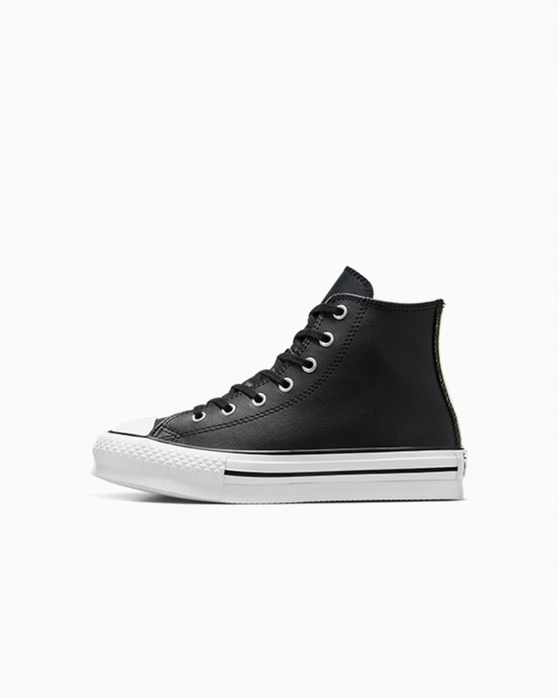 Converse Chuck Taylor All Star Lift Plataforma Couro Pretas Branco | 0654-CFBTQ