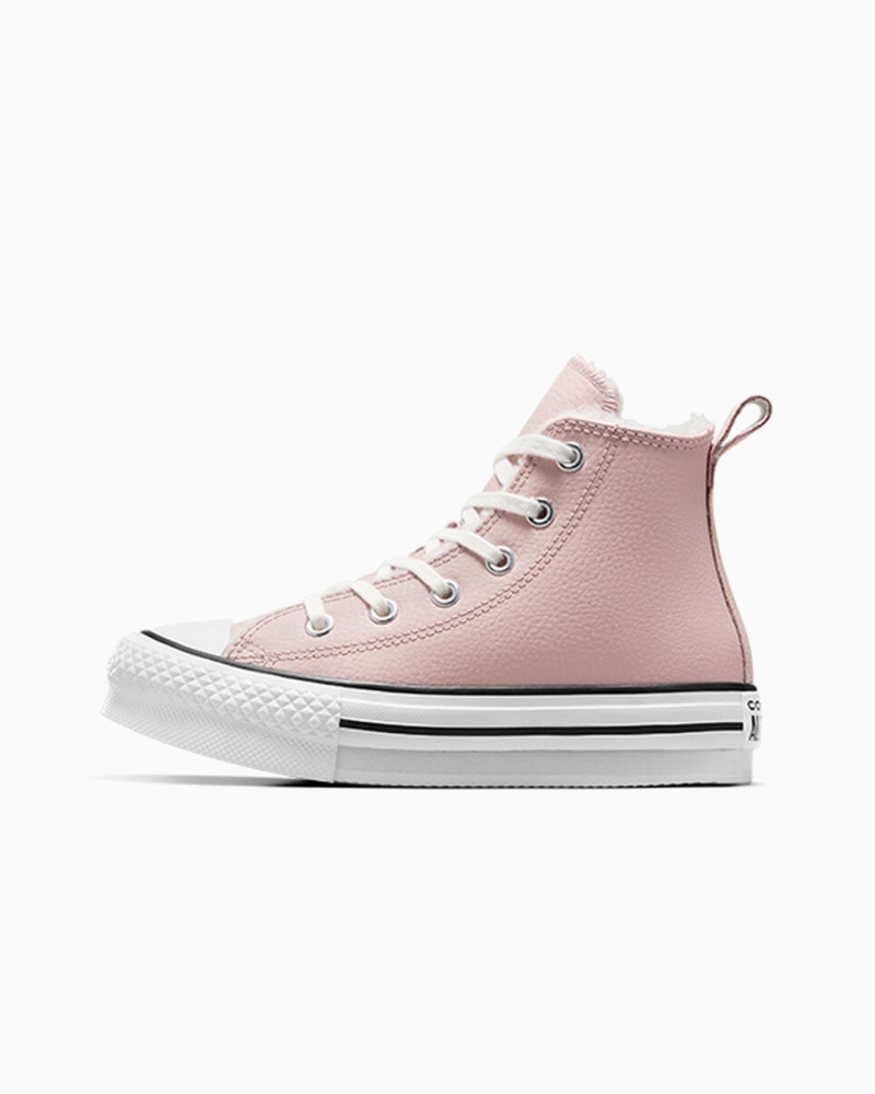 Converse Chuck Taylor All Star Lift Plataforma Couro & Faux Fur Rosa Branco Pretas | 0695-FCKBQ