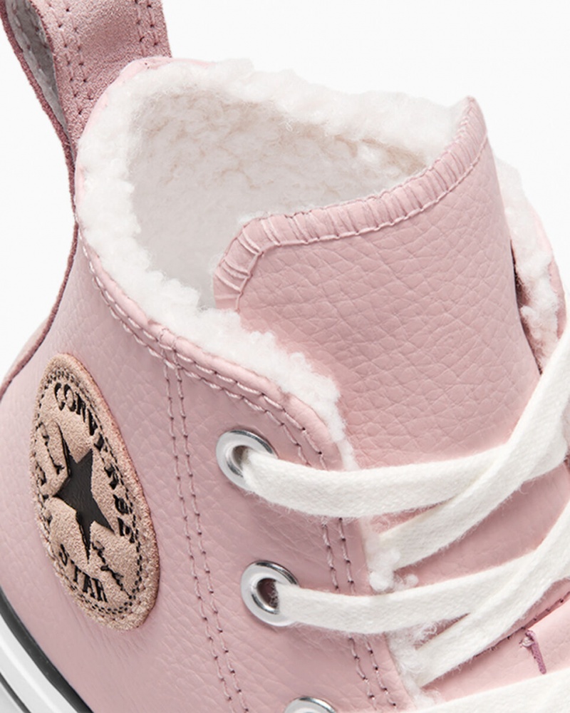 Converse Chuck Taylor All Star Lift Plataforma Couro & Faux Fur Rosa Branco Pretas | 0695-FCKBQ