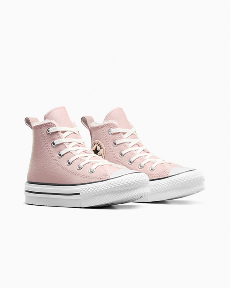 Converse Chuck Taylor All Star Lift Plataforma Couro & Faux Fur Rosa Branco Pretas | 0695-FCKBQ