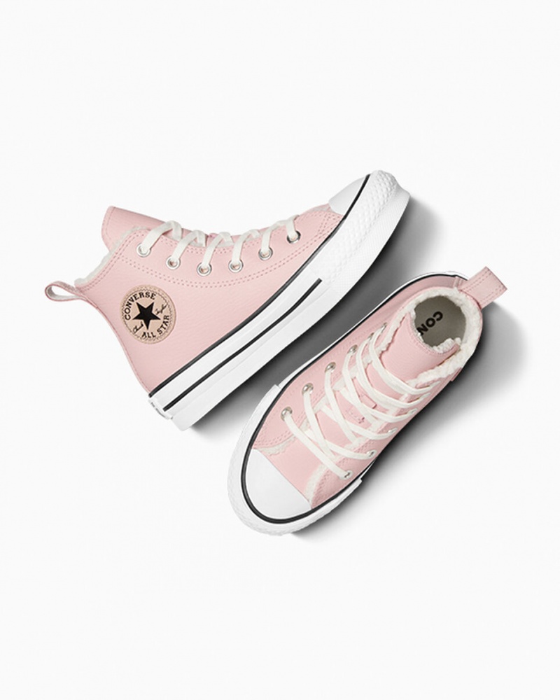 Converse Chuck Taylor All Star Lift Plataforma Couro & Faux Fur Rosa Branco Pretas | 0695-FCKBQ