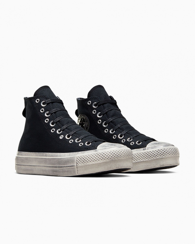 Converse Chuck Taylor All Star Lift Plataforma Punk Pretas Pretas | 1543-FZSJG