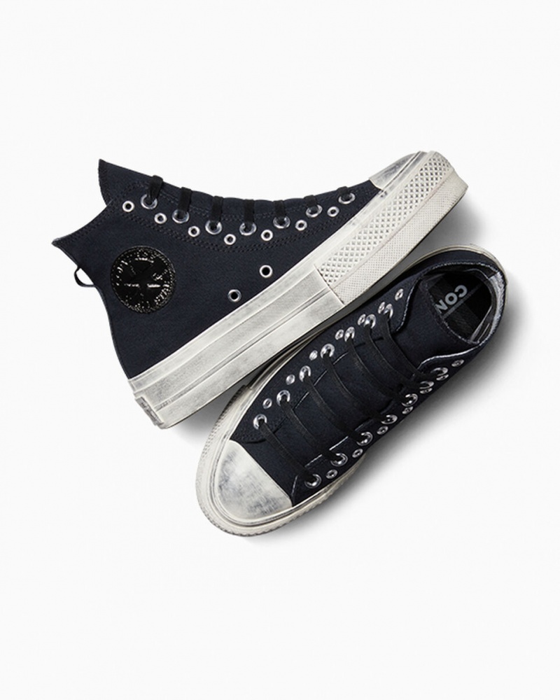 Converse Chuck Taylor All Star Lift Plataforma Punk Pretas Pretas | 1543-FZSJG