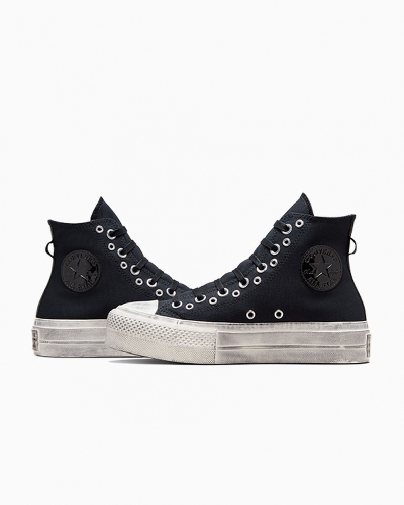 Converse Chuck Taylor All Star Lift Plataforma Punk Pretas Pretas | 1543-FZSJG