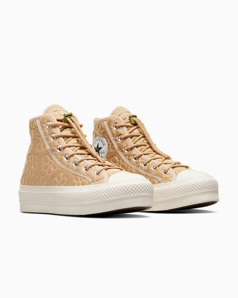 Converse Chuck Taylor All Star Lift Plataforma Acolchoado Caqui | 8624-YJMCW