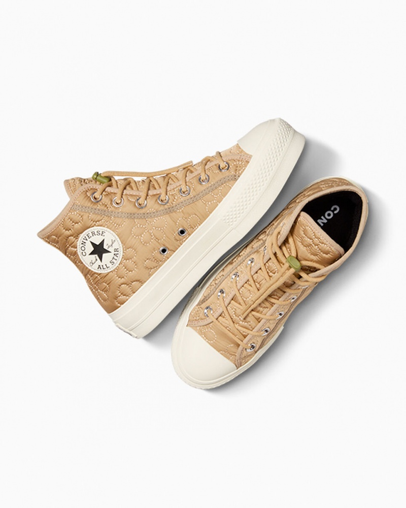 Converse Chuck Taylor All Star Lift Plataforma Acolchoado Caqui | 8624-YJMCW