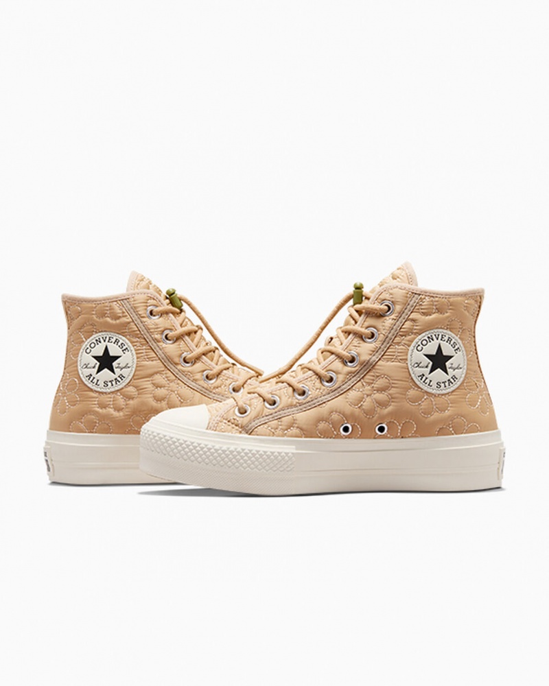 Converse Chuck Taylor All Star Lift Plataforma Acolchoado Caqui | 8624-YJMCW