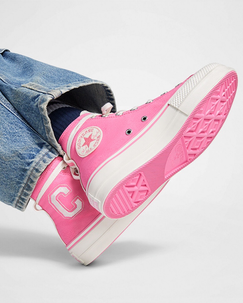 Converse Chuck Taylor All Star Lift Plataforma Retro Varsity Rosa Rosa | 9764-UTZEO