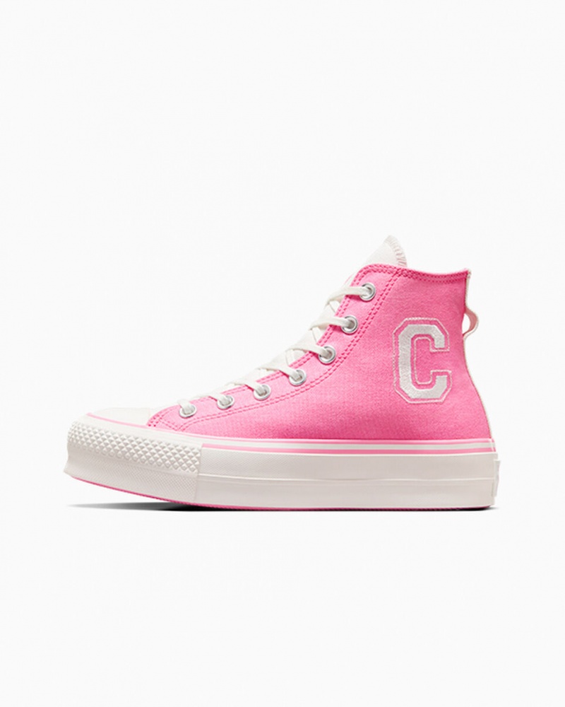 Converse Chuck Taylor All Star Lift Plataforma Retro Varsity Rosa Rosa | 9764-UTZEO