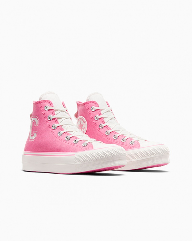 Converse Chuck Taylor All Star Lift Plataforma Retro Varsity Rosa Rosa | 9764-UTZEO