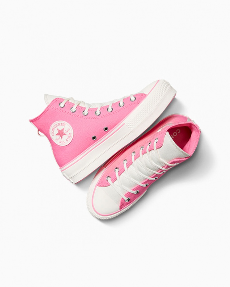 Converse Chuck Taylor All Star Lift Plataforma Retro Varsity Rosa Rosa | 9764-UTZEO