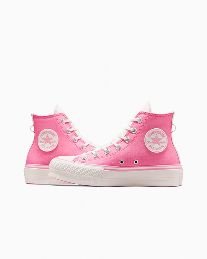 Converse Chuck Taylor All Star Lift Plataforma Retro Varsity Rosa Rosa | 9764-UTZEO