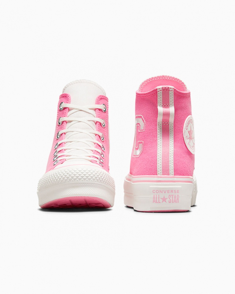 Converse Chuck Taylor All Star Lift Plataforma Retro Varsity Rosa Rosa | 9764-UTZEO