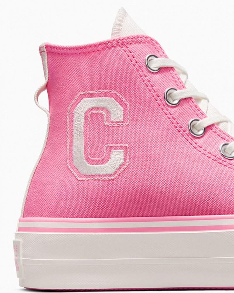 Converse Chuck Taylor All Star Lift Plataforma Retro Varsity Rosa Rosa | 9764-UTZEO