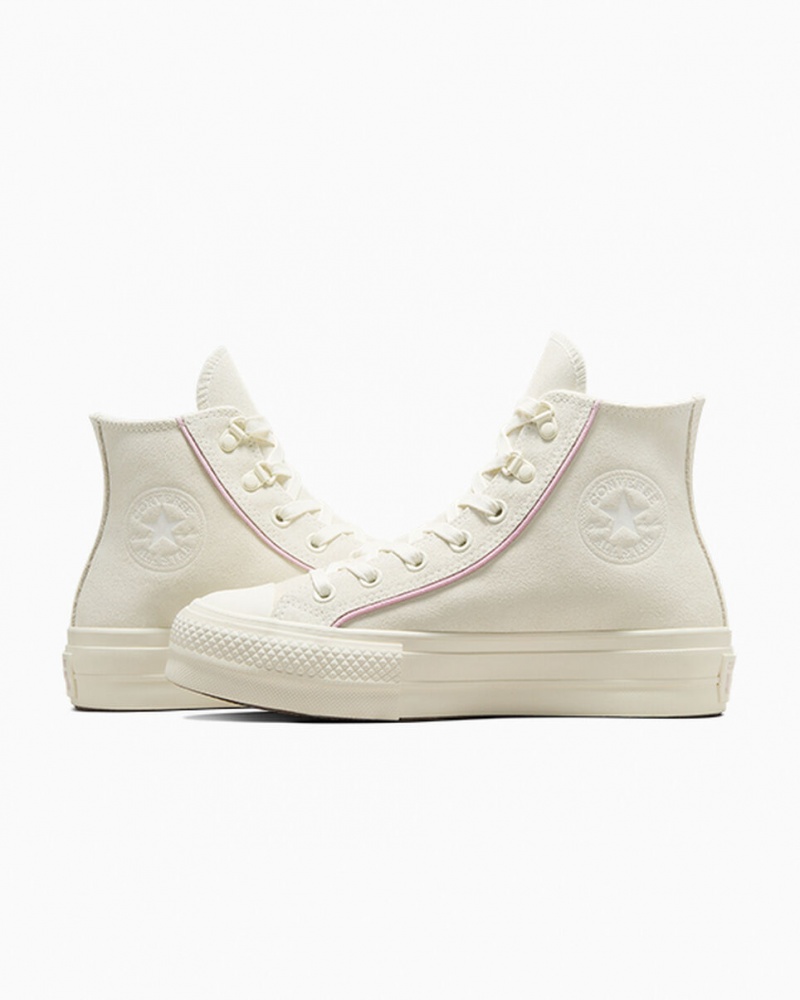 Converse Chuck Taylor All Star Lift Plataforma Camurça Egret / Phantom Violet / Egret | 7328-HDZIU