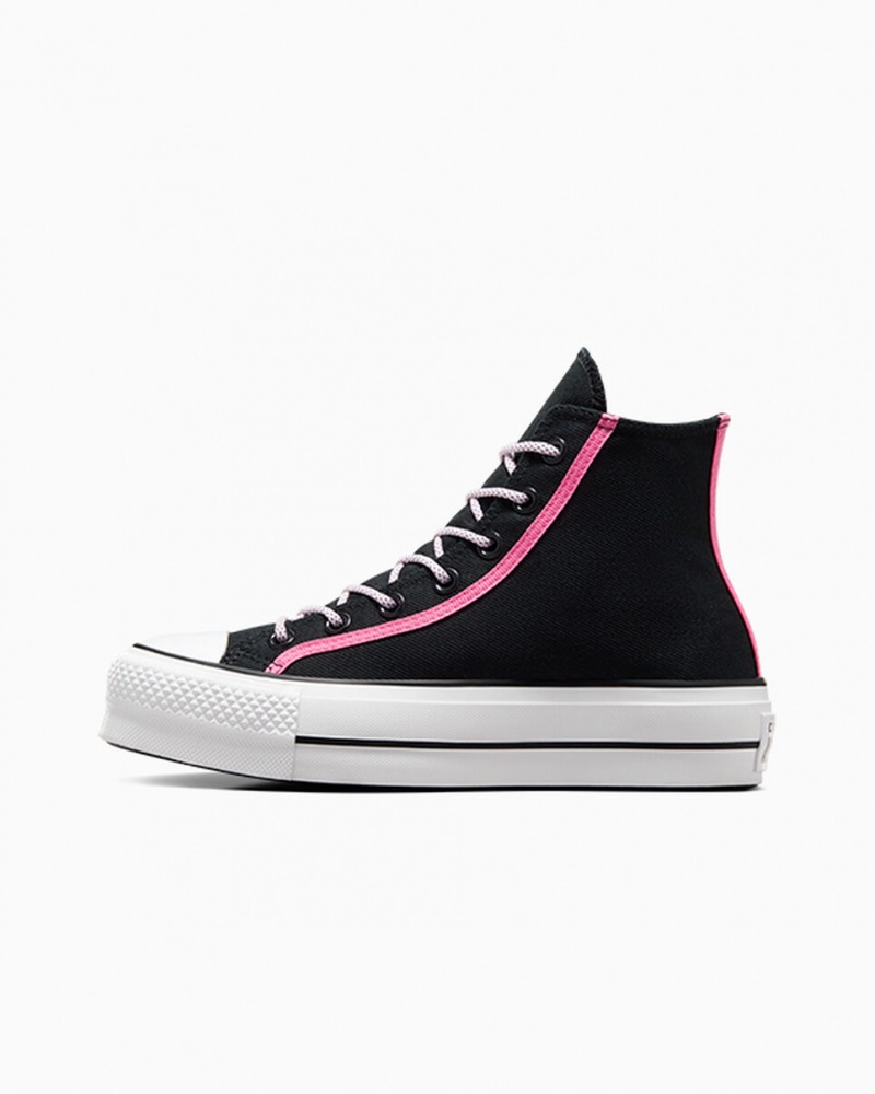 Converse Chuck Taylor All Star Lift Plataforma Utility Twist Pretas Rosa Branco | 9165-EYSRO