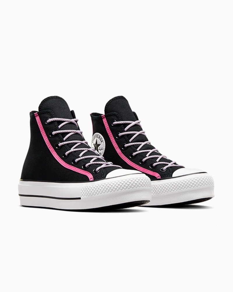 Converse Chuck Taylor All Star Lift Plataforma Utility Twist Pretas Rosa Branco | 9165-EYSRO