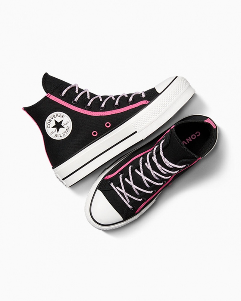 Converse Chuck Taylor All Star Lift Plataforma Utility Twist Pretas Rosa Branco | 9165-EYSRO